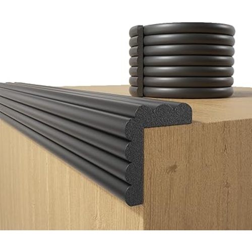 Baby Proofing Wall Corner Protector,Edge Guard Corner Protector,6.56ft Thinken Soft Corner Protectors Pre-Taped Soft Rubber Foam Edge Cushion for Furniture (Black, 6.56Ft x 11.8" W x 0.47" Th)