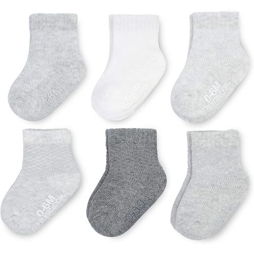 Fruit of the Loom All Weather Baby & Toddler Socks - Cotton Crew Socks with Grips for Boys, Girls and Unisex