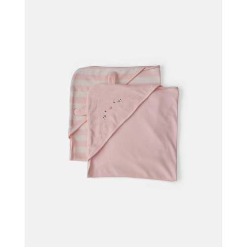 Baby Girl 2-Pack Bunny Terry Towels - Pink