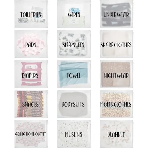 15 Pack Hospital Bags for Labor and Delivery,11 x 14 Inch Maternity Hospital Bag Essentials for Mommy Dad Newborn Baby,Diaper Bag Organizing Pouches Pre Packed Bag First Time New Mom Must Haves