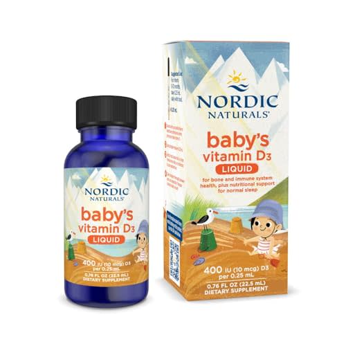 Nordic Naturals Baby’s Vitamin D3, Unflavored - 0.76 oz - 400 IU Vitamin D3 - Healthy Bones, Immune System Support, Normal Sleep Rhythms - Non-GMO, Certified Vegetarian - 90 Servings