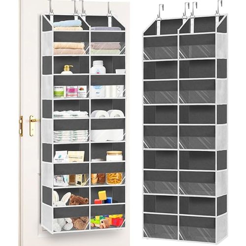 Over the Door Organizer 5 Tiers, Extra Large Behind Door Storage of 10 Compartments, 80 lbs Weight Capacity Over Door Organizer, Door Hanging Organizer for Closet, Diaper Organizer, Room storage