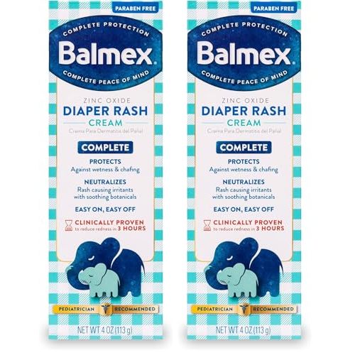 Balmex Complete Protection Baby Diaper Rash Cream with Zinc Oxide + Soothing Botanicals, 4 Ounce (Pack of 2)