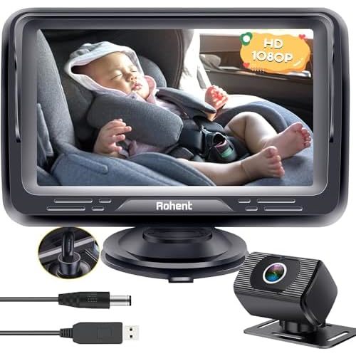 Rohent Car Camera for Baby USB: Plug and Play Easy to Install Crystal Night Vision Wide View Angle for Newborn Infant Safety - 4.3Inch