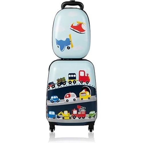 Goplus 2PC Kids Luggage, 12" & 16" Kids Carry On Luggage Set with 4 Spinner Wheels, Lightweight Rolling Spinner Suitcase for Children Toddlers Boys and Girls Travel