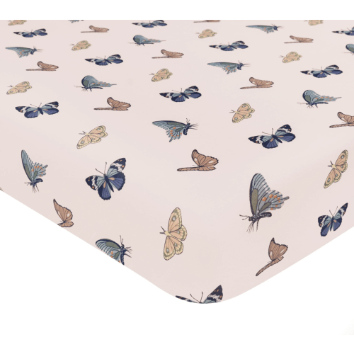 Crib Sheet in Blush Butterfly