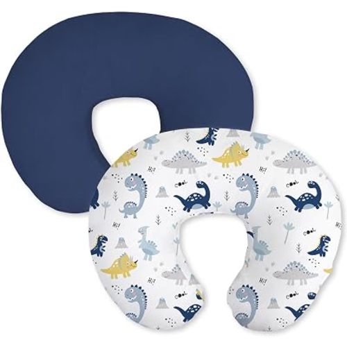 Little Grape Land Nursing Pillow Covers 2 Pack, Soft & Breathable Removable Breastfeeding Pillows Covers for Feeding Pillows, Nursing Pillow Slipcover for Baby Girls Boys, (Dinosaur)