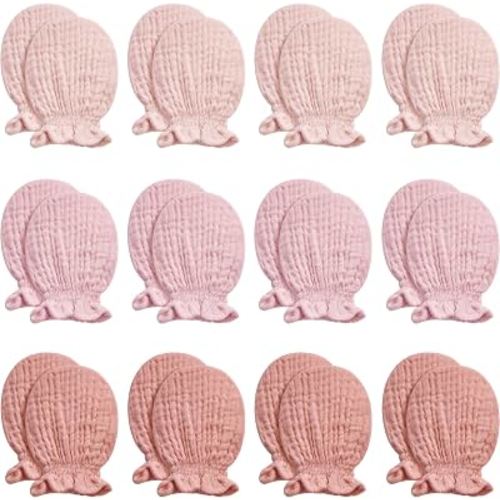 Pro Goleem Muslin Baby Mittens for Newborn, 100% Cotton No Scratch Soft Breathable Gloves for Boys and Girls 0-6 months
