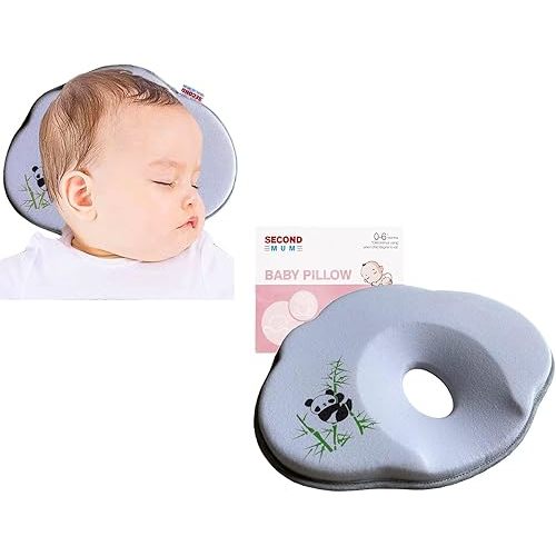 Baby Pillow for Sleeping for Newborn Head Support Soft & Cozy Prеvents FΙat Hеad Stroller Bassinet Insert Flat Design Almohadas para Bebes (Panda)