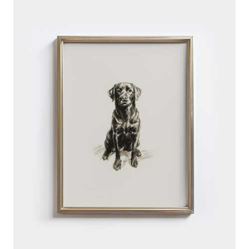 Vintage Labrador Sketch Print: Black Lab Wall Art (Digital Download)
