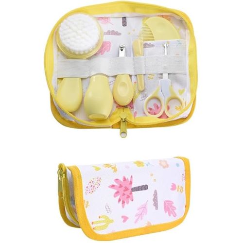 Baby Grooming Kit, Infant Safety Care Set with Hair Brush Comb Nail Clipper Nasal Aspirator,Baby Essentials Kit for Newborn Girls Boys (Yellow)