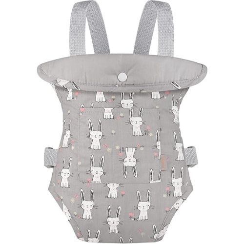 GAGAKU Baby Doll Carrier for Little Girls, Reborn Doll Accessories, Kids Toy Baby Dolls Sling Carrier - Gray - Rabbit