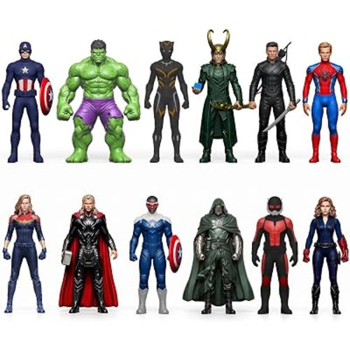 12Pcs Super Hero Figures Toy, 4.5 Inch Cartoon Heroic Legends Miniatures - Collectible PVC Toy Models, Desktop Ornaments Display Playset Gift for Kids & Movie Fans