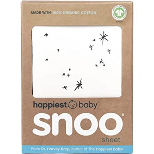 Happiest Baby SNOO Bassinet Fitted Sheet - 100% Organic Cotton Nursery Bedding - Fits SNOO Sleeper Crib Mattress (Ivory Galaxy)