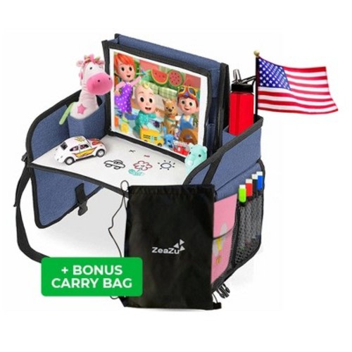 ZEAZU Kids Travel Tray – Blue Car Seat Tray for Toddlers