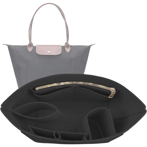 Lckaey Purse Organizer Insert for longchamp Le Pliage Neo(Large) Handbags Insert Organizer 1012BLACK-L