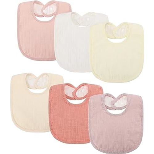 Sea Zaela Muslin Baby Bibs 6 Pack Baby Bandana Drool Bibs Cotton for Baby Boys Girls, 6 Colors Set for Teething and Drooling