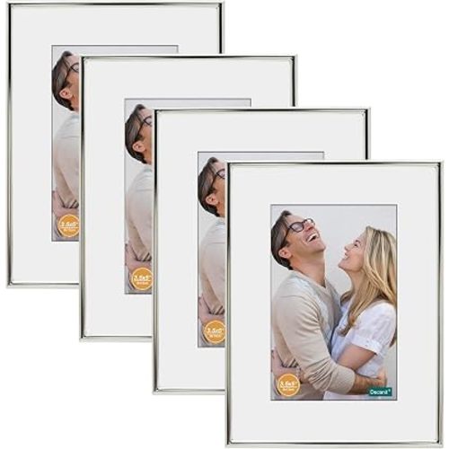 DECANIT 5x7 Metal Picture Frame, Silver, Pack of 4