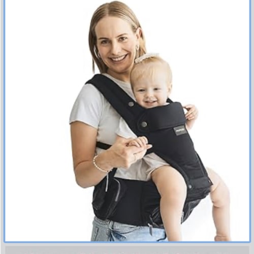 Momcozy Baby Carrier with Hip Seat, 2-in-1 Forward-Facing Carry for Active Babies, Detachable Hands-Free Infant Carrier up to 44lbs, All Seasons Toddler Carrier Fits Waist Sizes up to 45 Inches, Black