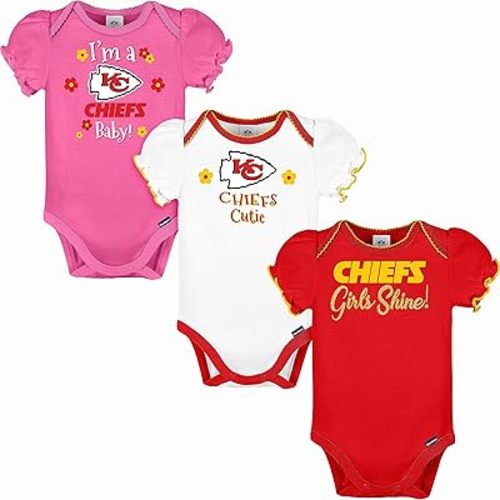 Gerber NFL baby-girls Nfl Team 3 Pack Short Sleeve Onesie Bodysuit