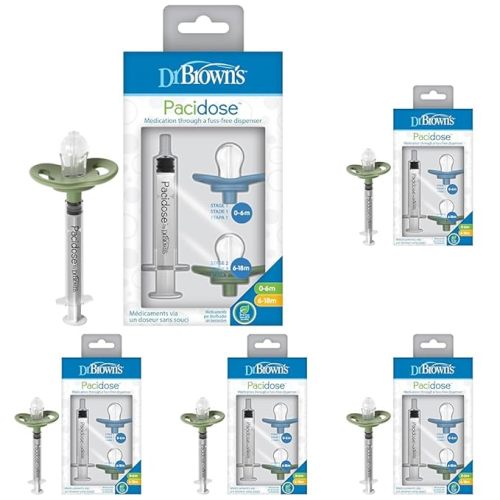 Dr. Brown's Pacidose Liquid Medicine Dispenser for Babies and Toddlers, Oral Syringe and Two Bulb Sizes, 0-6 m and 6-18 m, BPA-Free