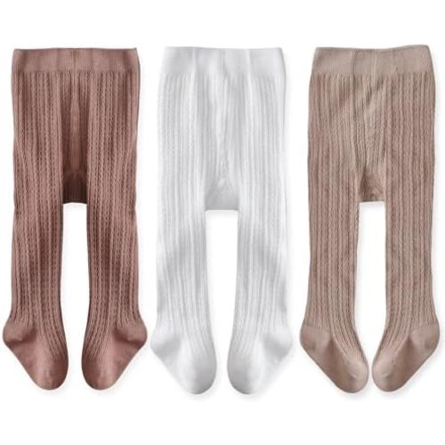 EPEIUS Baby Girl Tights Cable Knit Cotton Seamless Footed Leggings 0-6Y