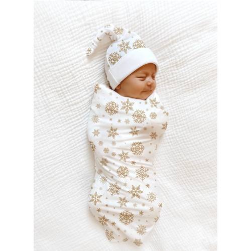GOLD WINTER FLAKE  Swaddle Hospital Photo Blanket Christmas Baby Outfit Newborn Christmas Baby Boy Coming Home Outfit Christmas Shower
