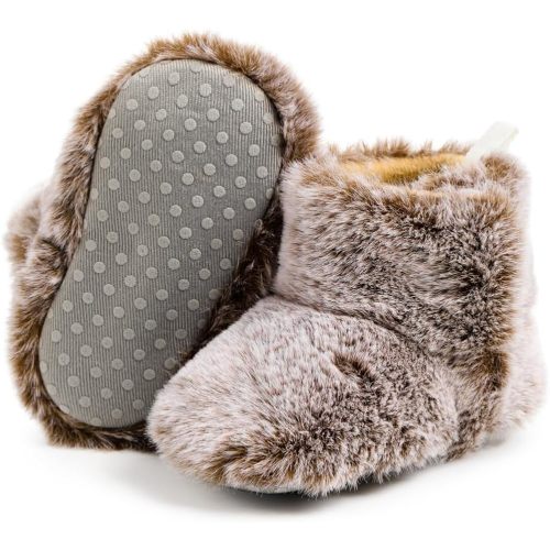 Infant Unisex Warm Fur Lining Soft Boots Baby Winter Ankle Non-Slip Rubber Texture Sole Toddler Winter Snow Crib Shoes