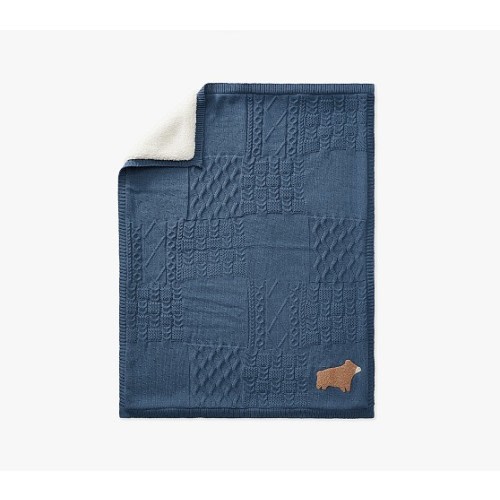 Bear Patchwork Cable Heirloom Baby Blanket | Pottery Barn Kids