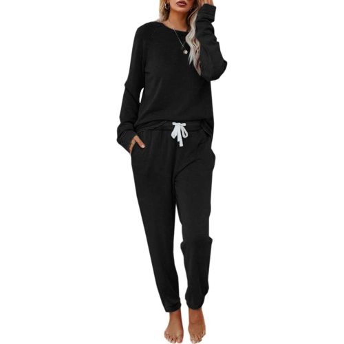 Eurivicy Women's Solid Sweatsuit Set 2 Piece Long Sleeve Pullover and Drawstring Sweatpants Sport Outfits Sets