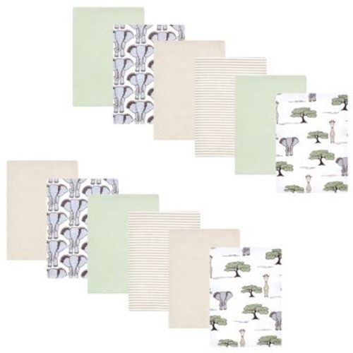 Hudson Baby Cotton Flannel Burp Cloths 12-Pack Bundle, Wild Safari Adventures, One Size