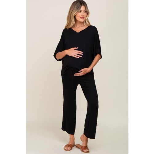 Black Cropped Pant Maternity Set – PinkBlush