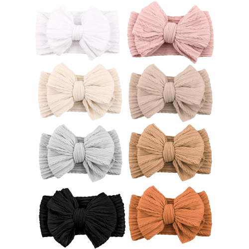 Lanola Handmade Baby Headbands Soft Stretchy Nylon Hair Bands with Bows for Newborn Infant Baby Toddler Girls