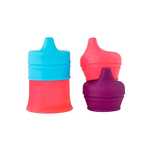 Boon Snug Sippy Lids and Cup, Pink/Purple/Blue (Pack of 4)