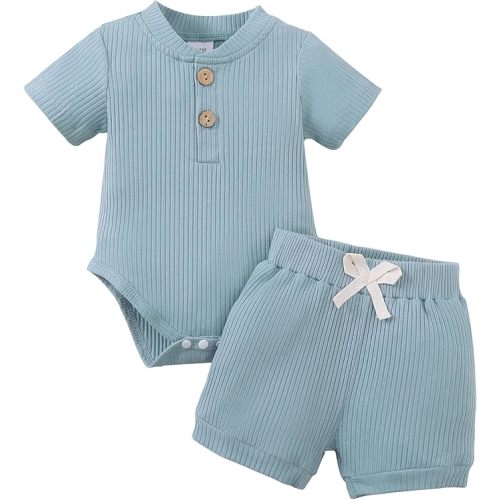 Jecson Newborn Boy Clothes Baby Boy Outfits Set Baby Boy Summer Clothes Soft Cotton Short Sleeve Top and Shorts for 0-18M