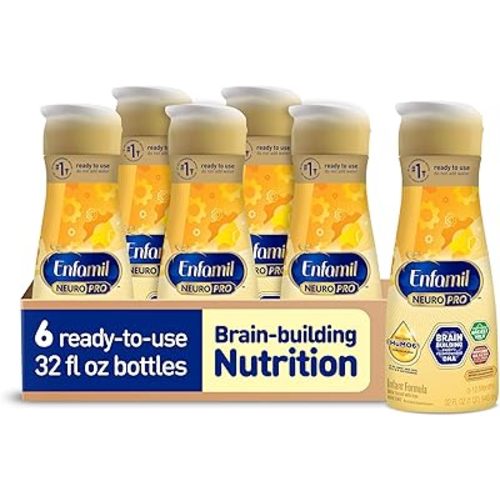 Enfamil NeuroPro Ready-to-Use Baby Formula, Ready to Feed, Brain and Immune Support with DHA, Iron and Prebiotics, Non-GMO, 32 Fl Oz Bottle, Pack of 6
