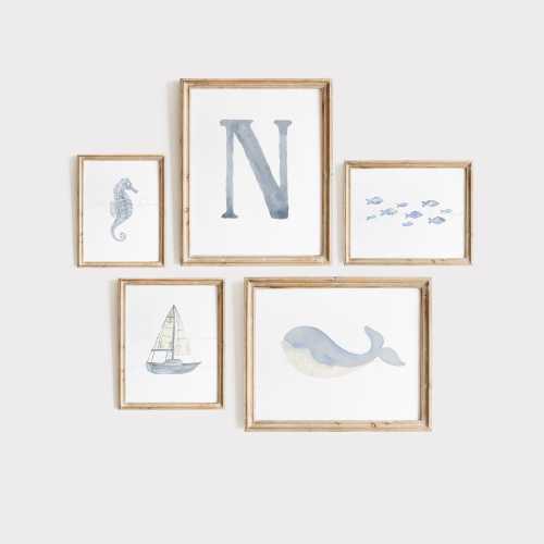 Coastal Nursery Gallery Wall, Nautical Nursery Wall Art, Ocean Nursery Decor, Beach Nursery Decor, Blue Nursery Prints, Sea Animal Nursery