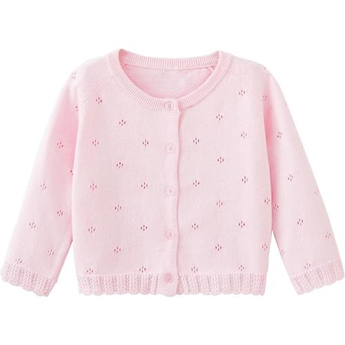 Baby Girls Cardigan Sweater Infant Toddler Knit Button Up Jacket Newborn Lace Trim Outfit Cotton Tops