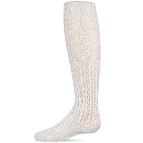 Memoi Pelerine Stitch Girl's Cotton Blend Tights Winter White 0-6 Months