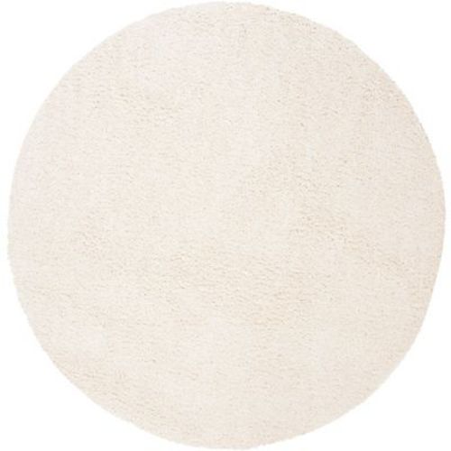 August Shag AUG900 Power Loomed Indoor Area Rug - Ivory - 6'7" Round - Safavieh
