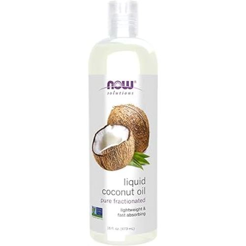 NOW Foods Solutions, Liquid Coconut Oil, Light and Nourishing, Promotes Healthy-Looking Skin and Hair, 16-Ounce