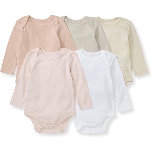 Burt's Bees Baby Organic Cotton Bodysuits – Baby Boy & Girl Short and Long Sleeve One-Pieces, 5-Pack