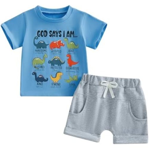 Fernvia Toddler Kids Boy Summer Clothes 6 12 18 24 Months 2T 3T 4T Short Sleeves Shirt Tops & Casual Shorts Outfit Set