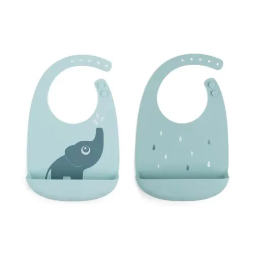 Done by Deer Silicone Bib 2 Pack - Blue | Baby Bunting AU