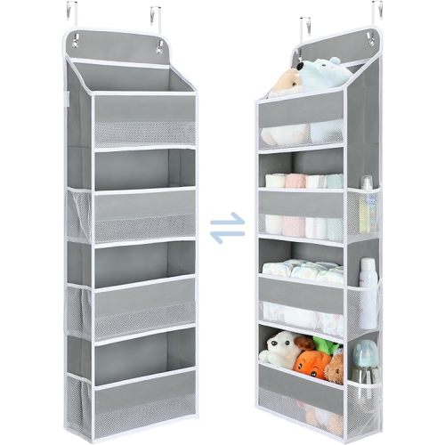 Yecaye 1 Pack Over the Door Organizer, 35.2lbs Load Toy Stuffed Animal Storage, Swing-proof Hanging Bathroom Organizers and Storage for Nursery Newborn Baby Essential Stuff Dorm Room Essentials