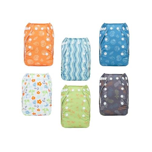 ALVABABY Baby Pocket Newborn for Less Than 12pounds Baby Snaps Cloth Diapers Nappy 6pcs with 12 Inserts 6SVB132