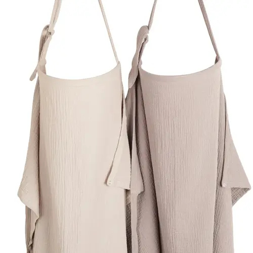 Konssy 2-Pack Muslin Nursing Cover Up for Breastfeeding Moms with Rigid Hoop, 100% Cotton, Lightweight & Breathable Breastfeeding Cover, Adjustable & Comfort