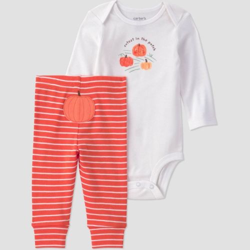Carter's Just One You® Baby Halloween 2pc Cutest Pumpkin In The Patch Bodysuit and Pants Set - White 12M