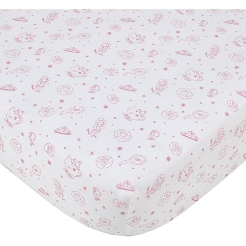 Disney Make A Wish Princess Pink and White Fitted Crib Sheet