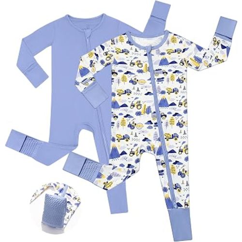 Baby Boy Pajamas, Rayon from Bamboo Baby Sleeper with Mitts